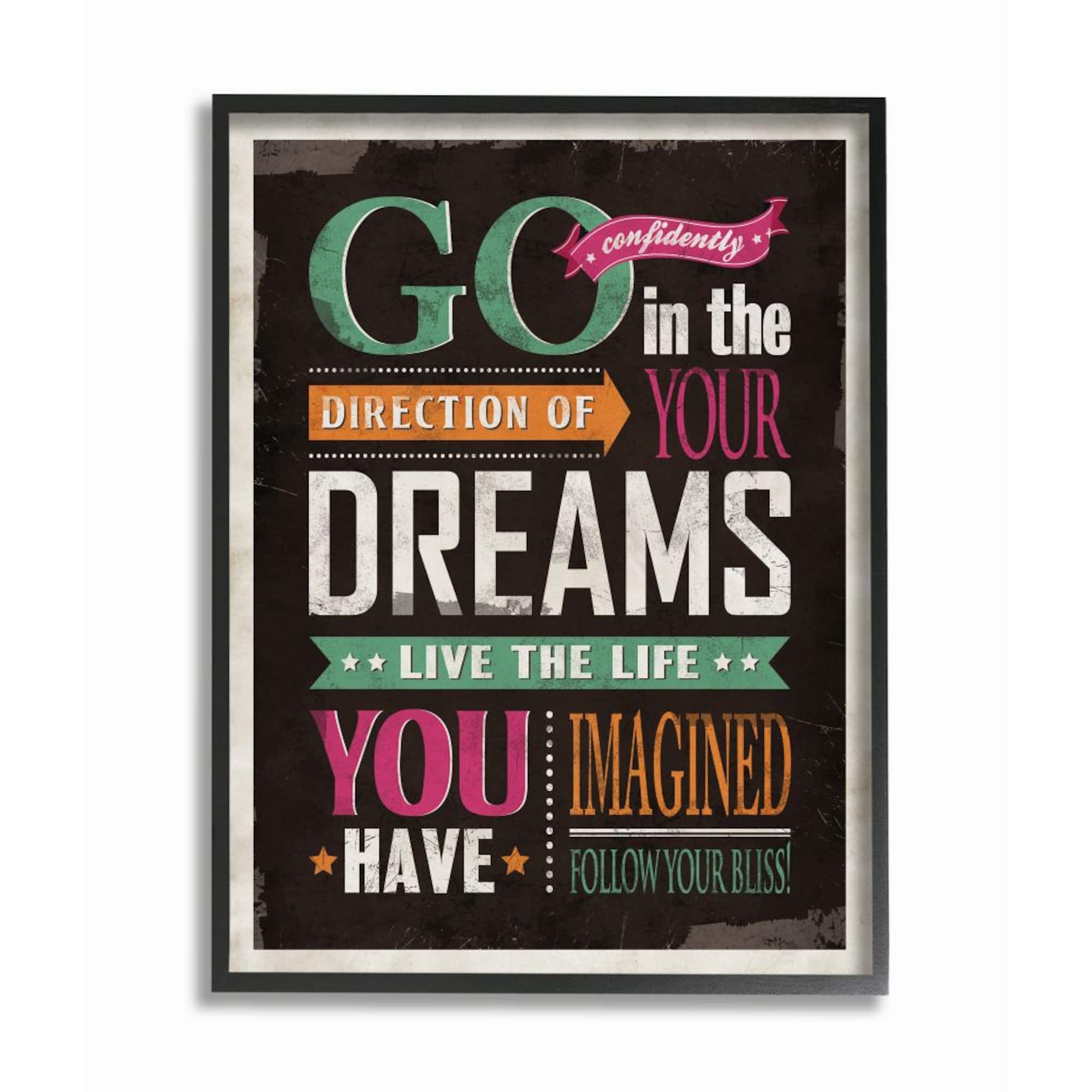 Stupell Industries Go Confidently Vintage Framed Giclee Textured Wall Art